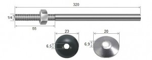 Haste Telha + Porca + Arruelas 1/4 x 320 R55 Galv Fogo- 10 peas